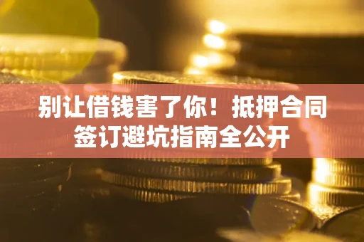 武汉别让借钱害了你！抵押合同签订避坑指南全公开